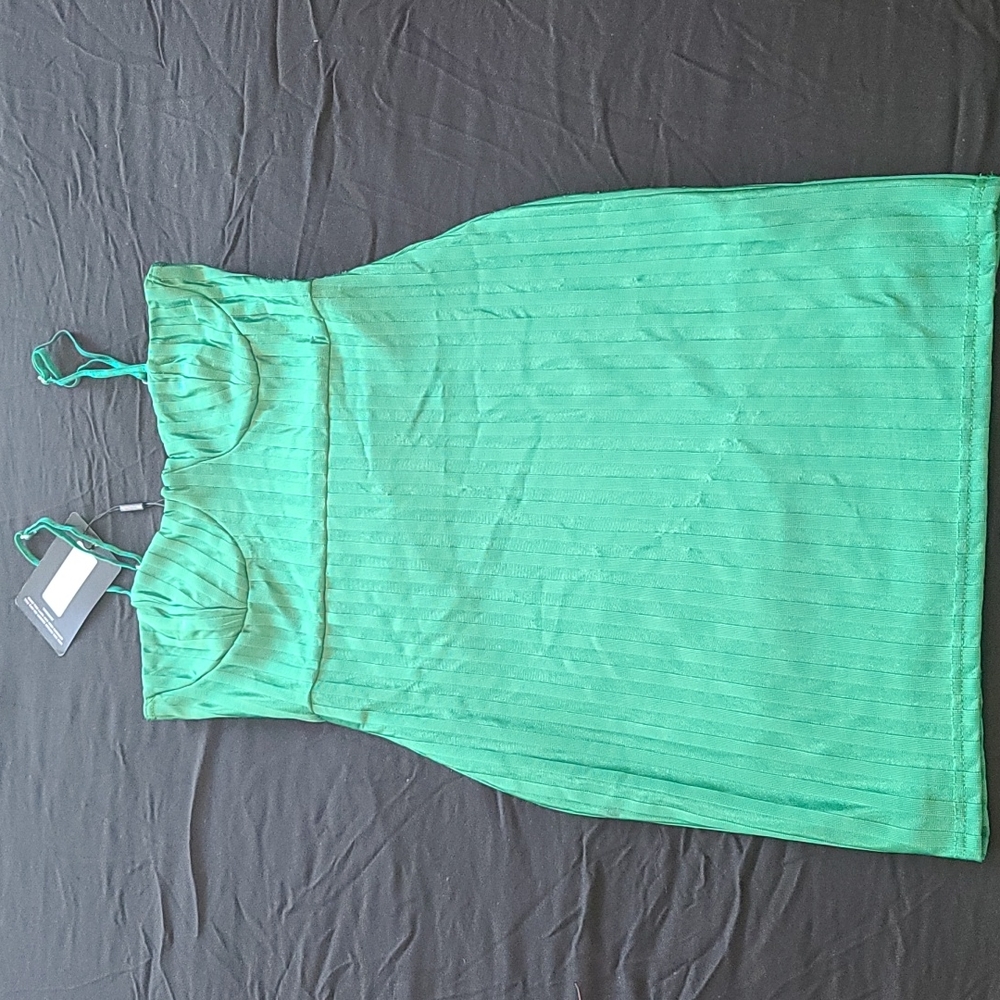Green bustier detail Mini spaghetti strap dress